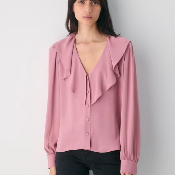 NWT Aritzia WILFRED Paradise Blouse Frozen Berry - Picture 2 of 10